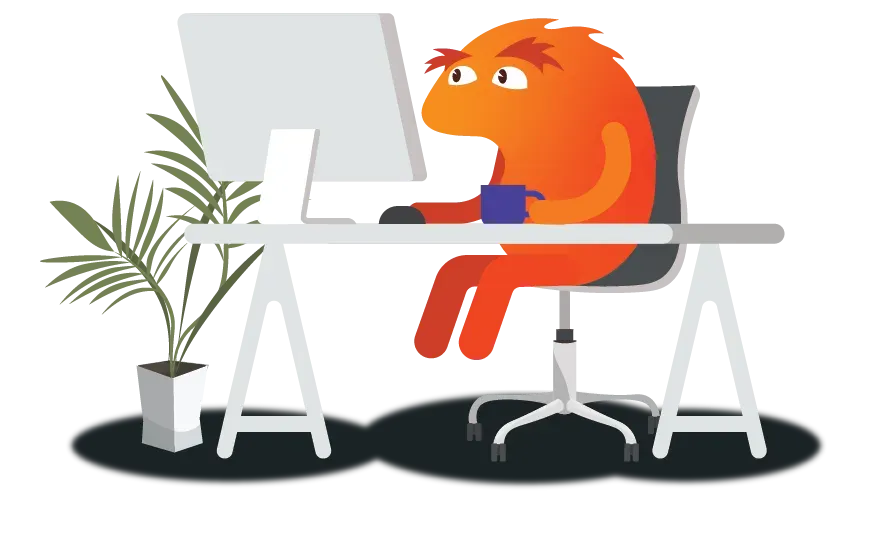 A Briebugger working at a desk