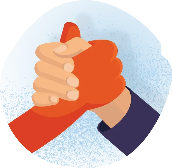 Two people clasping hands in a partnership handshake