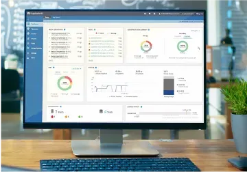 A NetApp application dashboard displayed on a desktop monitor