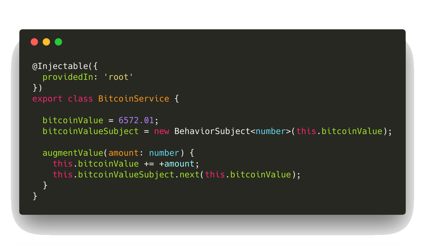 pass data using BehaviorSubject