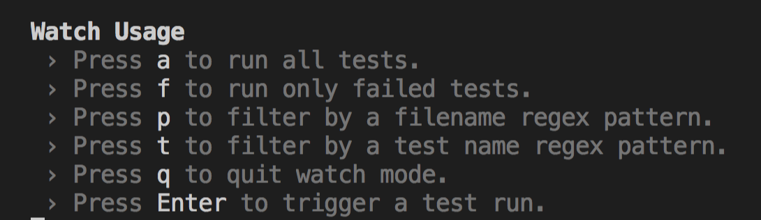 jest watch filter tests